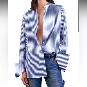 Nili Lotan Remy Mandarin Oversized Shirt